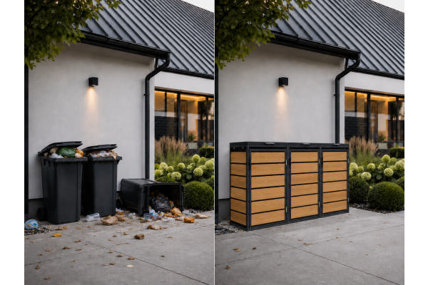 ZABUDOWA ŚMIETNIKOWA 3x120L kolor DREWNO